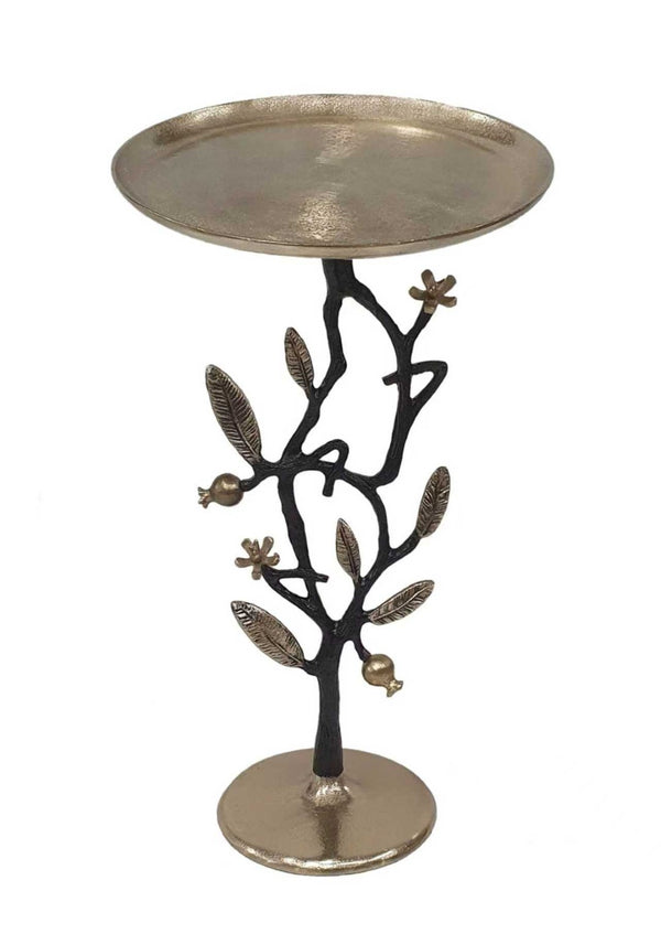 English Elm 13.8x13.8x24" Gold Aluminum Rope Knot Side Table with Polished White Marble Base W2078P461587