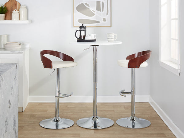 English Elm Adjustable Swivel Barstools Set of 3 Chrome Base Faux Leather Kitchen Island Seating B202S02028