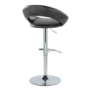English Elm Posh Adjustable Barstool Set Of 2 With Chrome Base & Black Faux Leather - Stylish Swivel Comfort B202S00997-GIGA