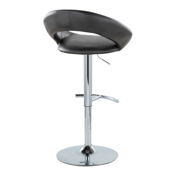 English Elm Posh Adjustable Barstool Set Of 2 With Chrome Base & Black Faux Leather - Stylish Swivel Comfort B202S00997-GIGA