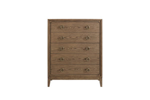 English Elm 5 Elegant 5 Drawer Dresser in Latte Finish — Solid Wood & MDF, Elm Veneers, Felt and Cedar Lined Drawers B2699P226106