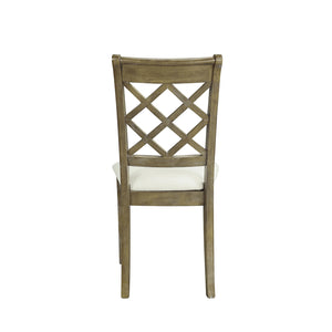 English Elm Set of 2 Padded Side Chairs Beige Upholstered Seats with Diamond Slat Back Rustic Oak Finish Comfort B016P329810