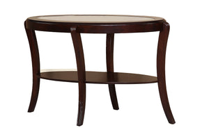 English Elm Console Transitional Sofa Table in Dark Cherry & Espresso Finish with 5mm Tempered Glass Top and Open Shelf Storage 23x51x32" B011P395595