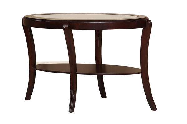 English Elm Console Transitional Sofa Table in Dark Cherry & Espresso Finish with 5mm Tempered Glass Top and Open Shelf Storage 23x51x32" B011P395595