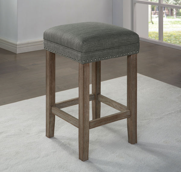 English Elm Transitional Counter Height 3pc Dining Set with USB Charging, Storage Shelves & Padded Seats Gray 69 L x 22 W x 12 H B2741P384393