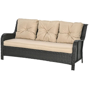 English Elm Patio Three-seat Outdoor Sofa Handwoven Pe Rattan Steel Frame with Foam Cushions T3971P446225