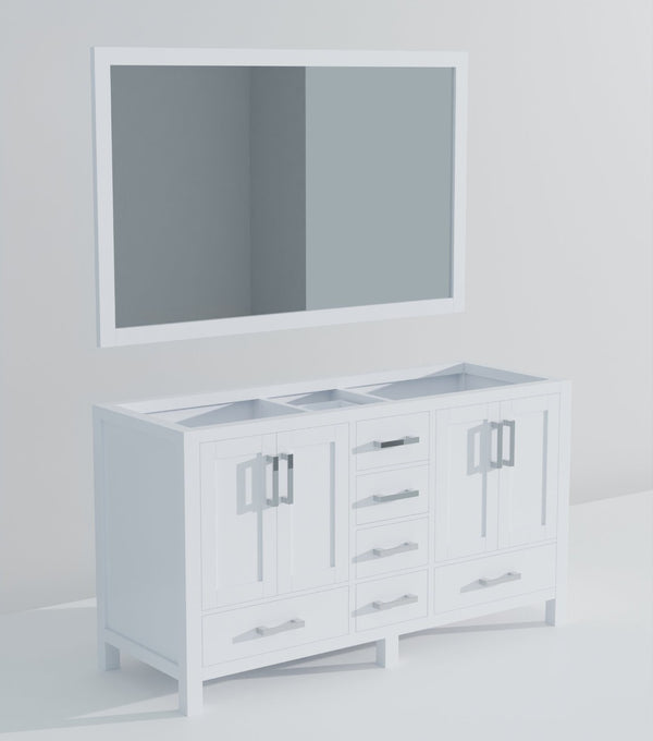 English Elm White Double Bath Vanity With 58" Mirror - Elegant Design, Ample Storage & Ready-To-Install Style B2731S00514-GIGA