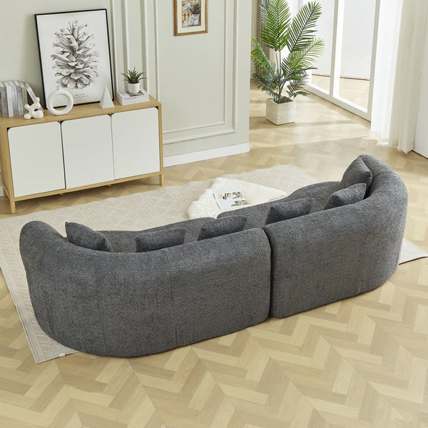 English Elm Curved Chenille Sectional Sofa Oversized Four Seat Cloud Foam Living Room Lounge W3505P355583