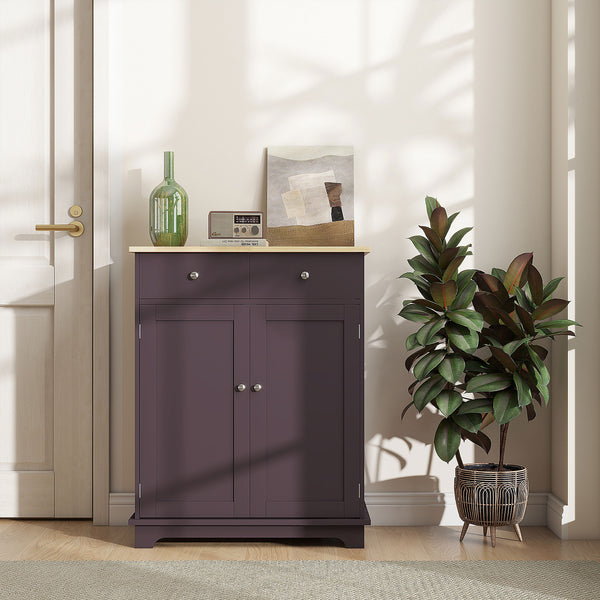 English Elm Homcom Modern Sideboard With Rubberwood Countertop, Versatile Kitchen Storage & Coffee Bar Cabinet W2225P217717