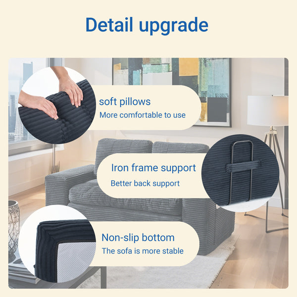 English Elm Loveseat Convertible Sofa Bed With Memory Foam - Stylish Corduroy, No Assembly, Perfect For Small Spaces! W2959P379137