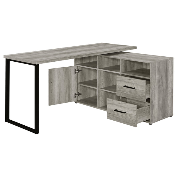 English Elm Corrado Grey Driftwood L-Shape Office Desk with Storage Drawers Shelves Coastal Rustic Charm Delight B062P333429