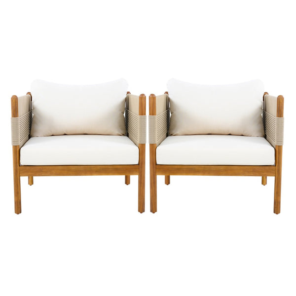 English Elm Outdoor Acacia Club Chair Set with Hand-woven Rope and Teak Finish for Patio N768P361445T_2