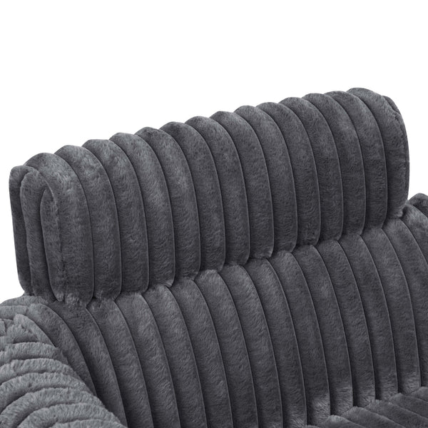 English Elm Luxe Ribbed Velvet Swivel Chair with Gold Base — Plush Corduroy Upholstery for Modern Comfort Gray B343P321727