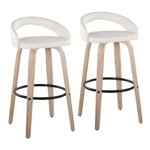 English Elm Fixed-height Swivel Barstools Whitewashed Bentwood Faux Leather Kitchen Island Set B202S01912