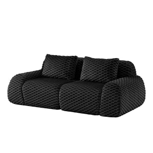 English Elm 82" Modular Sectional Sofa Flannelette Upholstery Deep Seat No Assembly Living Room Black W714P377097