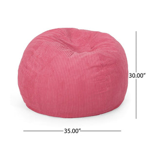 English Elm Christopher Knight Home® - Kenli Corduroy Polyester 3ft Bean Bag Chair with High-Density Foam Filling — Modern Cozy Accent Chair Pink N778P185629P