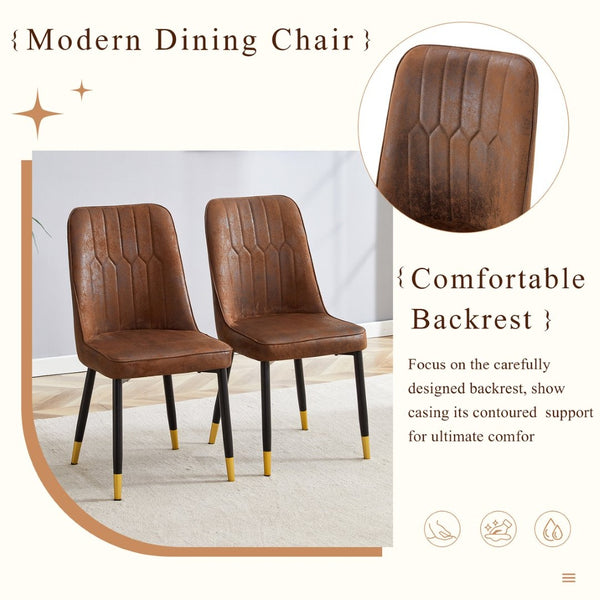 English Elm Table And Chair Set - Modern 67X35.4 Inch Black Wood Grain Dining Table With 4 Brown Chairs W1151S04168-GIGA