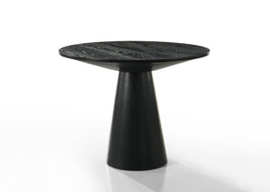 English Elm Jacopo Round Pedestal Counter Dining Set Ebony Frame Beige Cushioned Chairs B2749S00309