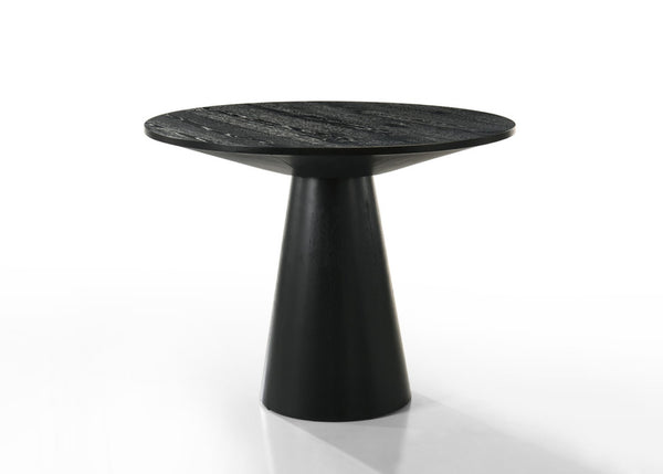 English Elm Jacopo Round Pedestal Counter Dining Set Ebony Frame Beige Cushioned Chairs B2749S00309