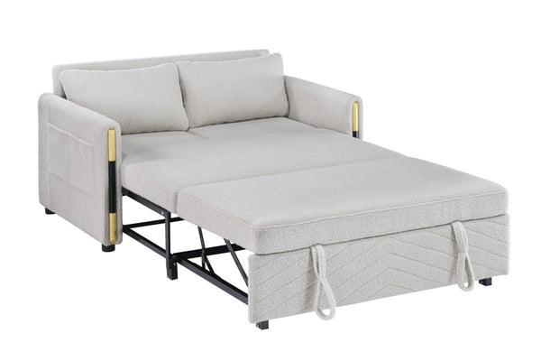 English Elm Perseo Plush Teddy Velvet Sleeper Loveseat with Dual Pull Design for Compact Spaces B2749P413192