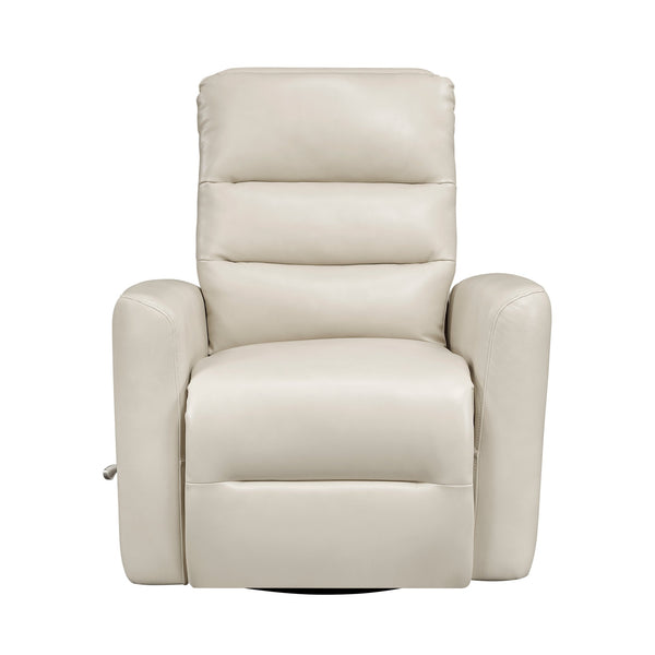 English Elm Glider Swivel Recliner Chair with Smooth Gliding Motion, Breathable Faux Leather, Luxurious Comfort and Space-Saving Design Beige 34 L x 31 W x 26.5 H B011P287699
