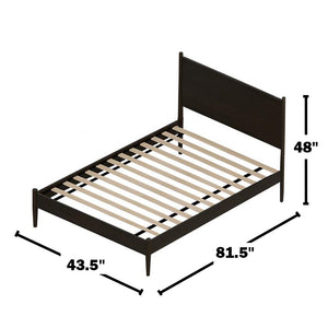 English Elm Mid-Century Twin Size Wooden Platform Bed In Elegant Black Finish - Stylish, Durable, Space-Saving Design B016S00026