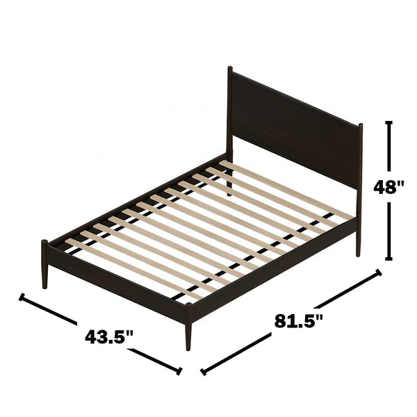 English Elm Mid-Century Twin Size Wooden Platform Bed In Elegant Black Finish - Stylish, Durable, Space-Saving Design B016S00026