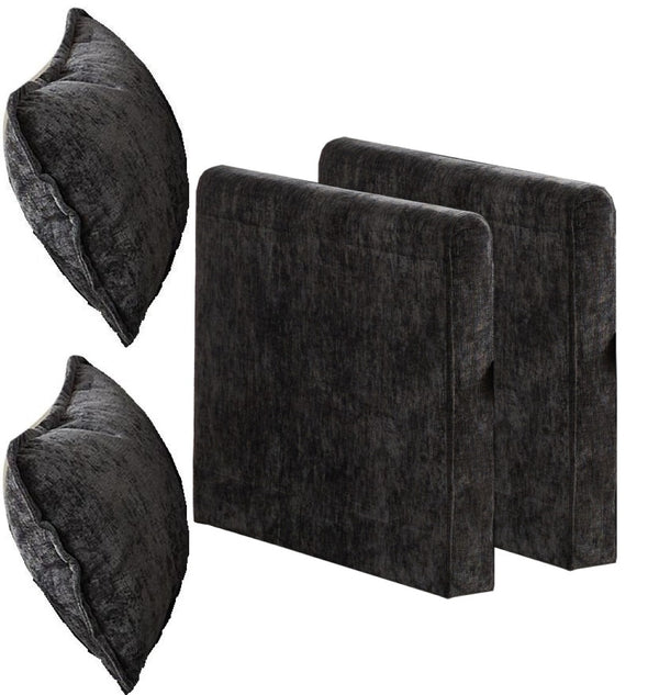 English Elm Cloud Modular Sectional Armrest with Chenille Upholstery Plush Double Layer Cushion Seating Black W1143P378700