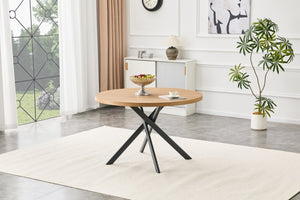 English Elm Round Foldable Mdf Dining Table with Radial Legs for Small Space Bistro Interiors Oak W3493P462093