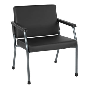 OSP Home Furnishings Bariatric Guest Chair with Reinforced Metal Frame and Pu Arm Pads for Medical Waiting Rooms Black And BC9602-R107