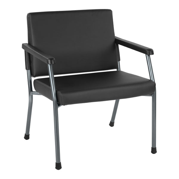 OSP Home Furnishings Bariatric Guest Chair with Reinforced Metal Frame and Pu Arm Pads for Medical Waiting Rooms Black And BC9602-R107