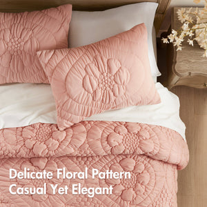 English Elm 3-Piece King Comforter Set In Soft Pink - Cozy, Durable & Machine Washable For Everyday Elegance B035P408219