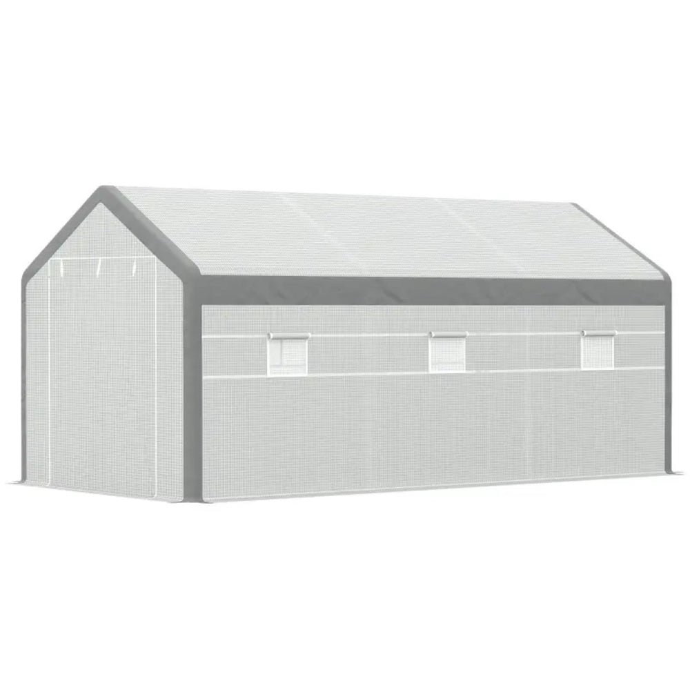English Elm Garden Walk-in Polytunnel Greenhouse with Steel Frame and Uv Pe Cover for Year Round Growing T3971S00164