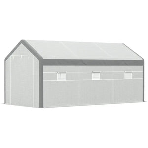 English Elm Garden Walk-in Polytunnel Greenhouse with Steel Frame and Uv Pe Cover for Year Round Growing T3971S00164