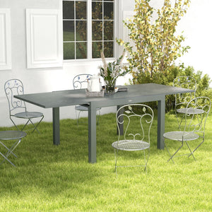 English Elm Outsunny Extendable Outdoor Dining Table - 41" To 83" Aluminum Frame & Stylish Wood-Effect Top W2225P200709-GIGA