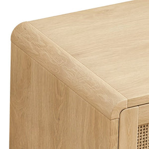 English Elm 51.18'' Arc Shaped Corner Cabinet with 6 Drawers — Space-Saving Storage Console for Living Room Bedroom Kitchen Natural W757P242780