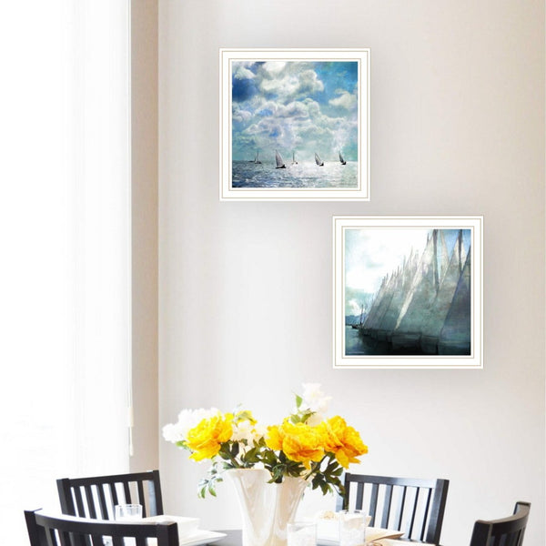 English Elm Trendy Decor 4u Sail Away Two Panel Framed Art Coastal Nautical Living Room Set B067P256642