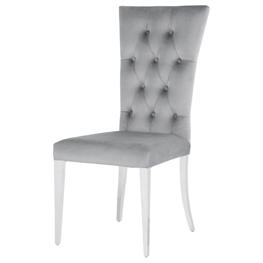 English Elm Allessandra Tufted Back Armless Dining Chair with Polished Chrome Legs — Modern Elegant Comfort, Durable Support Grey B062P333479
