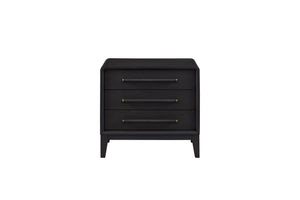 English Elm 3 Solid Wood Nightstand with USB Charging Port and Three Storage Drawers, Custom Hardware Appeal Black 31.5 L x 20.5 W x 25.75 H B2699P237490