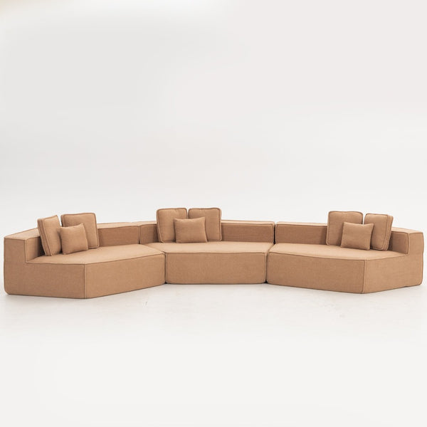 English Elm 181"extra Large Nine Seat Modular Sectional Sofa in Plush Sherpa for Spacious Lounges W3326S00040