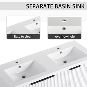 English Elm 48" Modern Wall-Mounted Bathroom Vanity With Resin Double Sink & Soft-Close Doors For Stylish Storage P2 W999S00352-GIGA