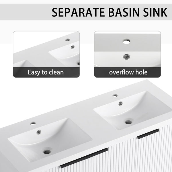 English Elm 48" Modern Wall-Mounted Bathroom Vanity With Resin Double Sink & Soft-Close Doors For Stylish Storage P2 W999S00352-GIGA