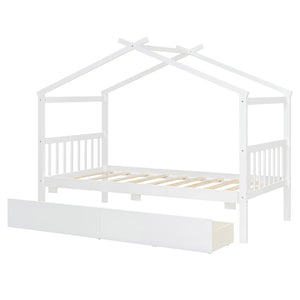 English Elm Twin House Bed Solid Pine Kids Cottage Frame with Storage Drawers Imaginative Room N708P309245K