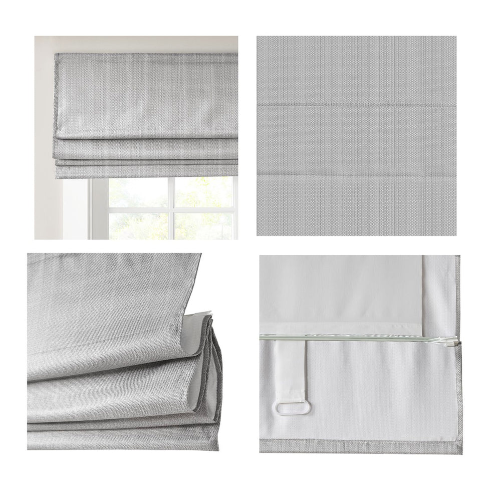 English Elm Basketweave Room Darkening Cordless Roman Shade with Thermal Foam Backing for Energy Efficient Privacy Grey 10.5 L x 5.42 W x 7.5 H B035129703