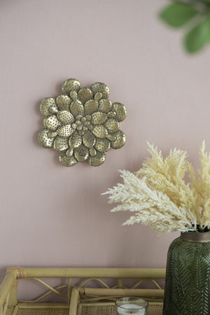 English Elm D10X1.6" Luminous Gold Succulent Wall Plaque - Modern Glam Decor For Chic Interiors & Gallery Walls W2078P223122