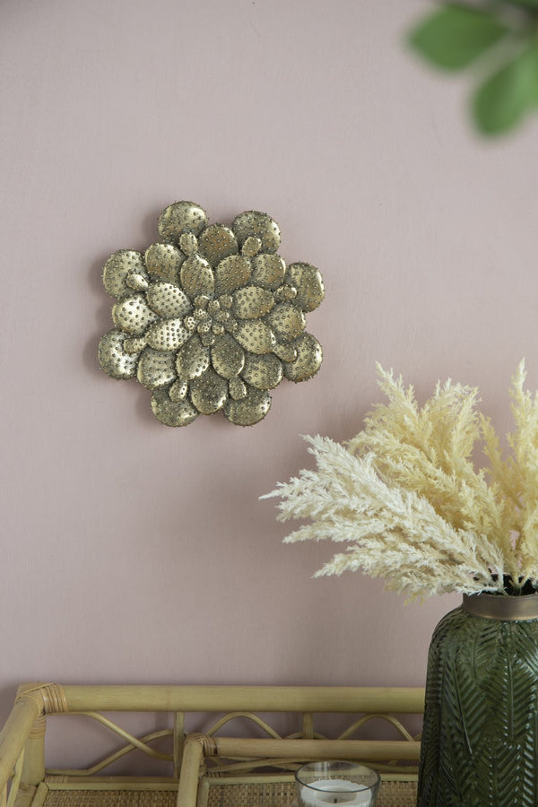 English Elm D10X1.6" Gleaming Succulent Wall Plaque Set - Modern Gold Accents For Elegant Home Decor Display W2078P223123