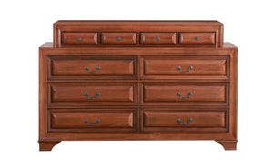 English Elm LaVita Solid Hardwood 10-Drawer Dresser with Jewelry Drawers, Durable Oak Finish, Spacious Storage Oak 42 L x 69 W x 20 H B078108496