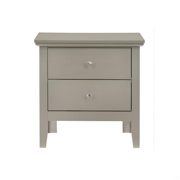 English Elm Elegant Silver Nightstand with Two Drawers, 24"H Compact Accent Table, Assembly-Free, Sleek Finish Champagne 19 L x 28 W x 26 H B078107983