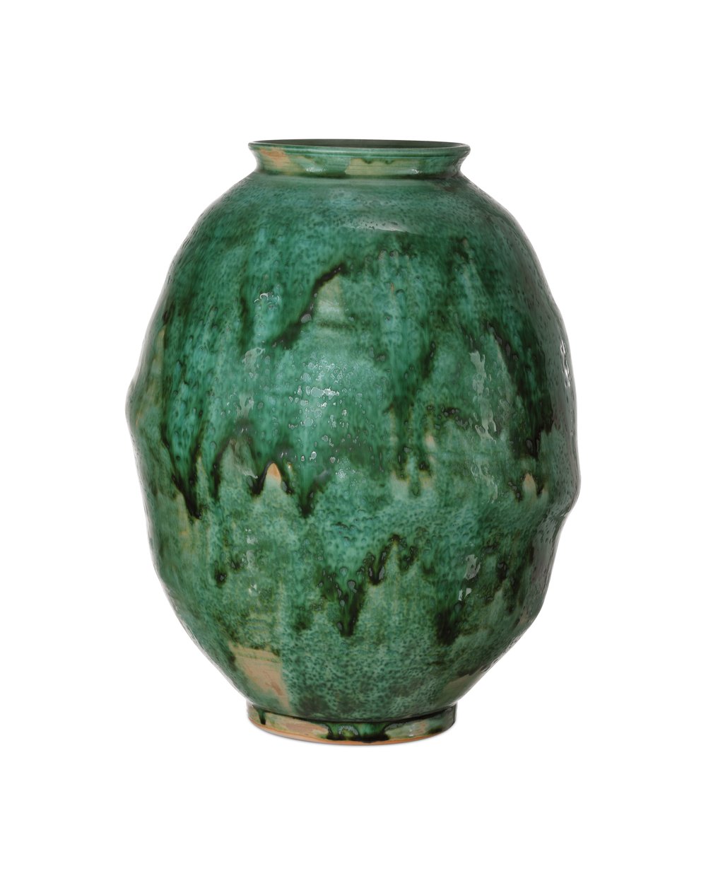 Currey & Company Marrakesh Green Vase – Artisanal Hand-thrown Porcelain Urn With Unique Drips For Bold Home Decor Green Porcelain 1200-1006-currey-company
