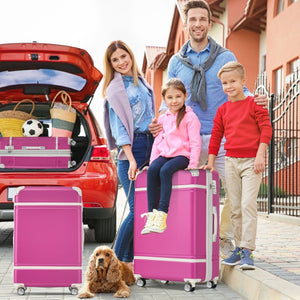 English Elm Hardshell Abs Spinner Luggage Set Four Piece Expandable Tsa Lock Travel Suitcases Pink N732P170218H